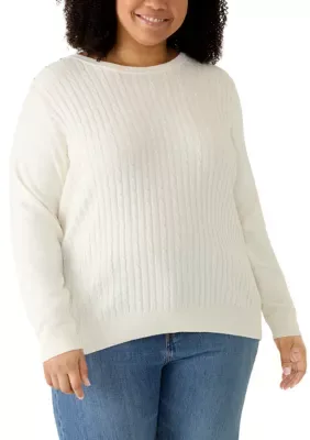 Cable Knit Crew Neck Sweater by Kim Rogers