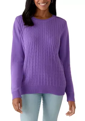 Crew Neck Cable Knit Sweater by Kim Rogers