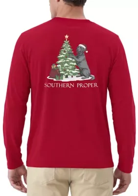 Long Sleeve Christmas Tree Dog Graphic T-Shirt by Southern Proper