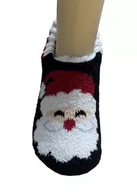 Santa Claus Face Sherpa Lined Slipper Socks by Wonderly