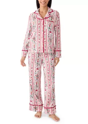 Long Sleeve Notch Collar Shirt and Pants Pajama Set by Crown & Ivy
