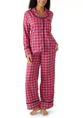 Long Sleeve Shirt and Pants Plaid Pajama Set