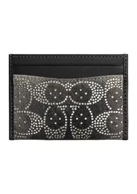 Distressed Denim Crystal Signature Essential Card Case by Coach