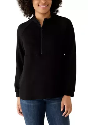 Long Sleeve Mock Neck 1/2 Zip Pullover by Kim Rogers