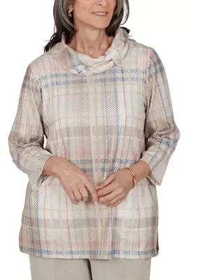 Sunset Ridge Shimmer Plaid Top by Alfred Dunner