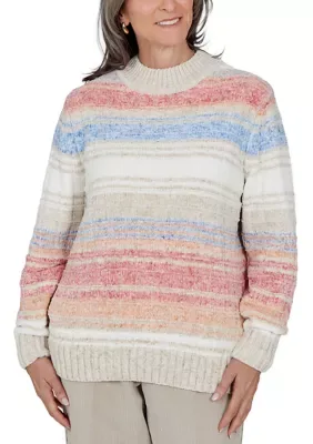 Sunset Ridge Spray Dye Chenille Biadere Sweater by Alfred Dunner