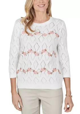 Sunset Ridge Floral Embroidered Top by Alfred Dunner