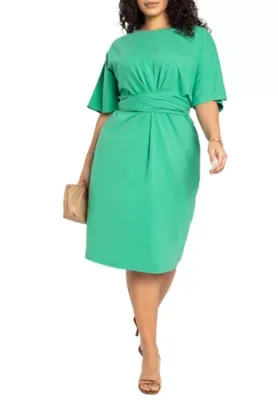 Cross Front Flutter Sleeve Dress by Eloquii
