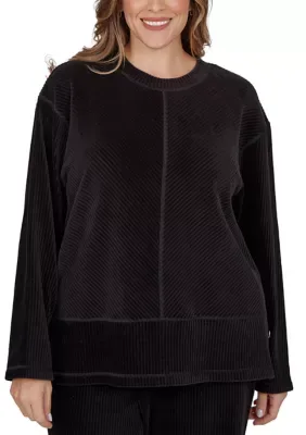 Weekend Warrior Chevron Spliced Cut Velour Top by Alfred Dunner