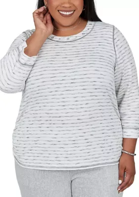 Weekend Warrior Space Dye Stripe Top by Alfred Dunner