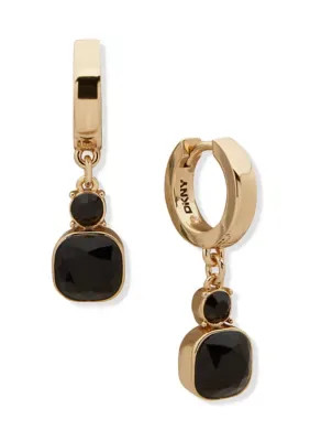 Double Stone Drop Hoop Earrings by DKNY