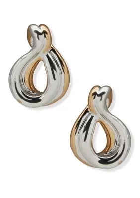 Two-Tone Twisted Button Earrings by Anne Klein