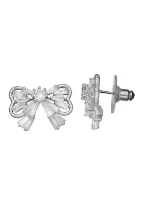 Crystal Social CZ Bow Stud Earrings by Napier