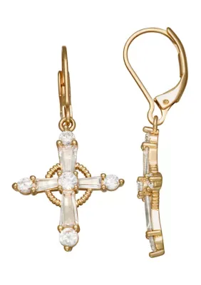 Cross CZ Drop Earrings by Napier