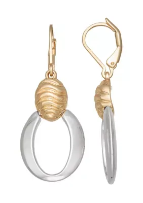 Two Tone Fluted Double Drop Earrings by Napier