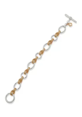 Two Tone Twisted Interlink Flex Bracelet by Anne Klein