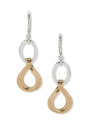 Two-Tone Twisted Interlock Linear Earrings by Anne Klein