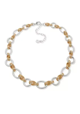 Two-Tone Twisted Interlock Collar Necklace, 16 In by Anne Klein