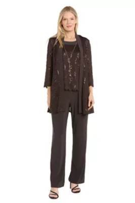 Corded Lace Sequin Pant Suit by R&M Richards