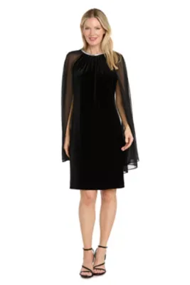 Velvet Capelet Cocktail Dress by R&M Richards