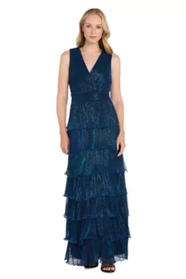 Crinkle Pleated Tiered Dress by R&M Richards