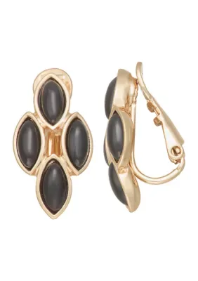 Jet Stone Drop EZ Comfort Clip Earrings