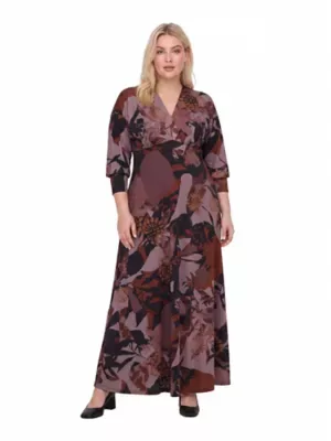 Elevate V-Neck Three-Quarter Sleeve Floral Maxi Dress by 24seven Comfort Apparel