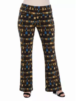 Essential Geometric Bell Bottom Foldover Waist Sweatpants by 24seven Comfort Apparel