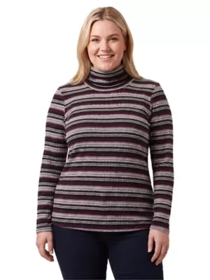 Essential Turtle Neck Long Sleeve Striped Top by 24seven Comfort Apparel