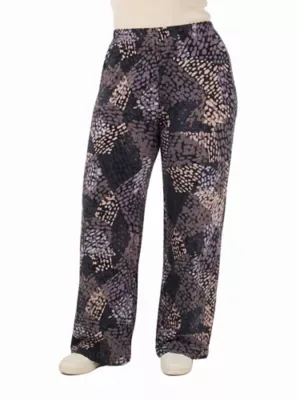 Essential Abstract Elastic Waistband Full Length Flared Pants by 24seven Comfort Apparel