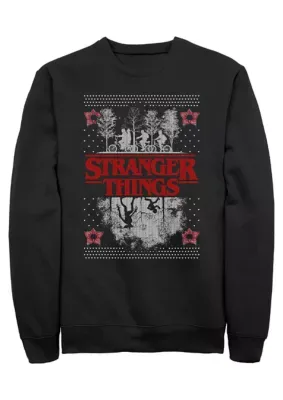 Stranger Things Upside Down Ugly Sweater Graphic Crew Fleece Sweatshirt by Stranger Things