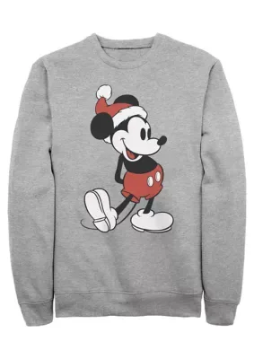 Disney Mickey Santa Stand Graphic Crew Fleece Sweatshirt by Disney
