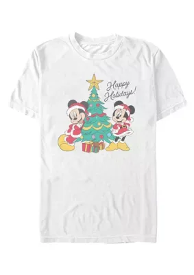 Happy Holidays Minnie Mickey Graphic T-Shirt