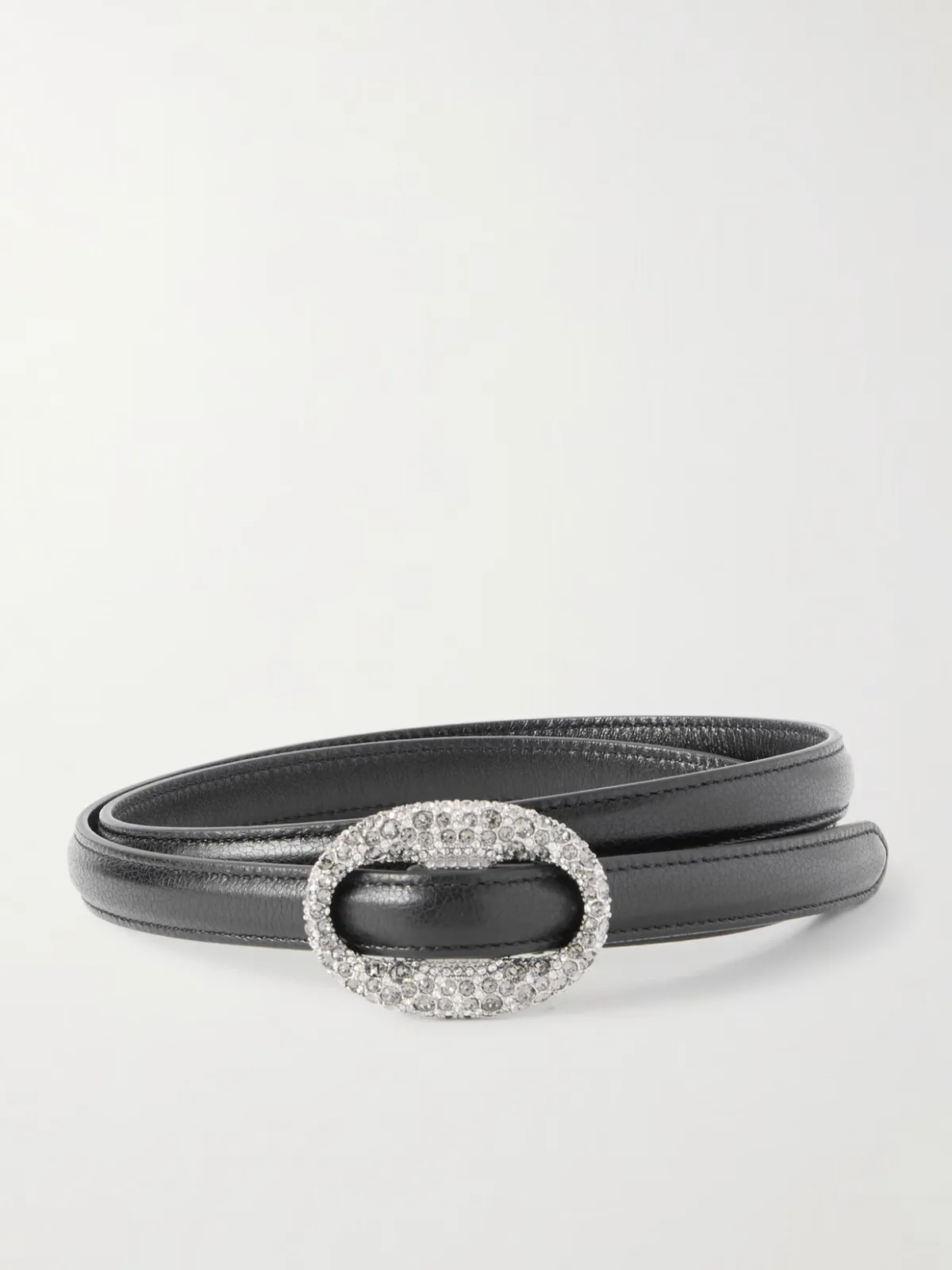 - Crystal-embellished Leather Belt -