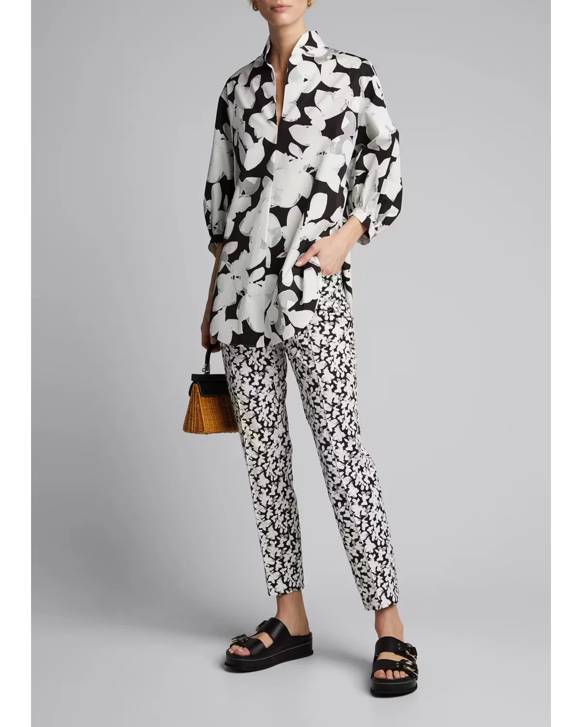 Franca Magnolia-Print Cotton Ankle Pants by Akris Punto