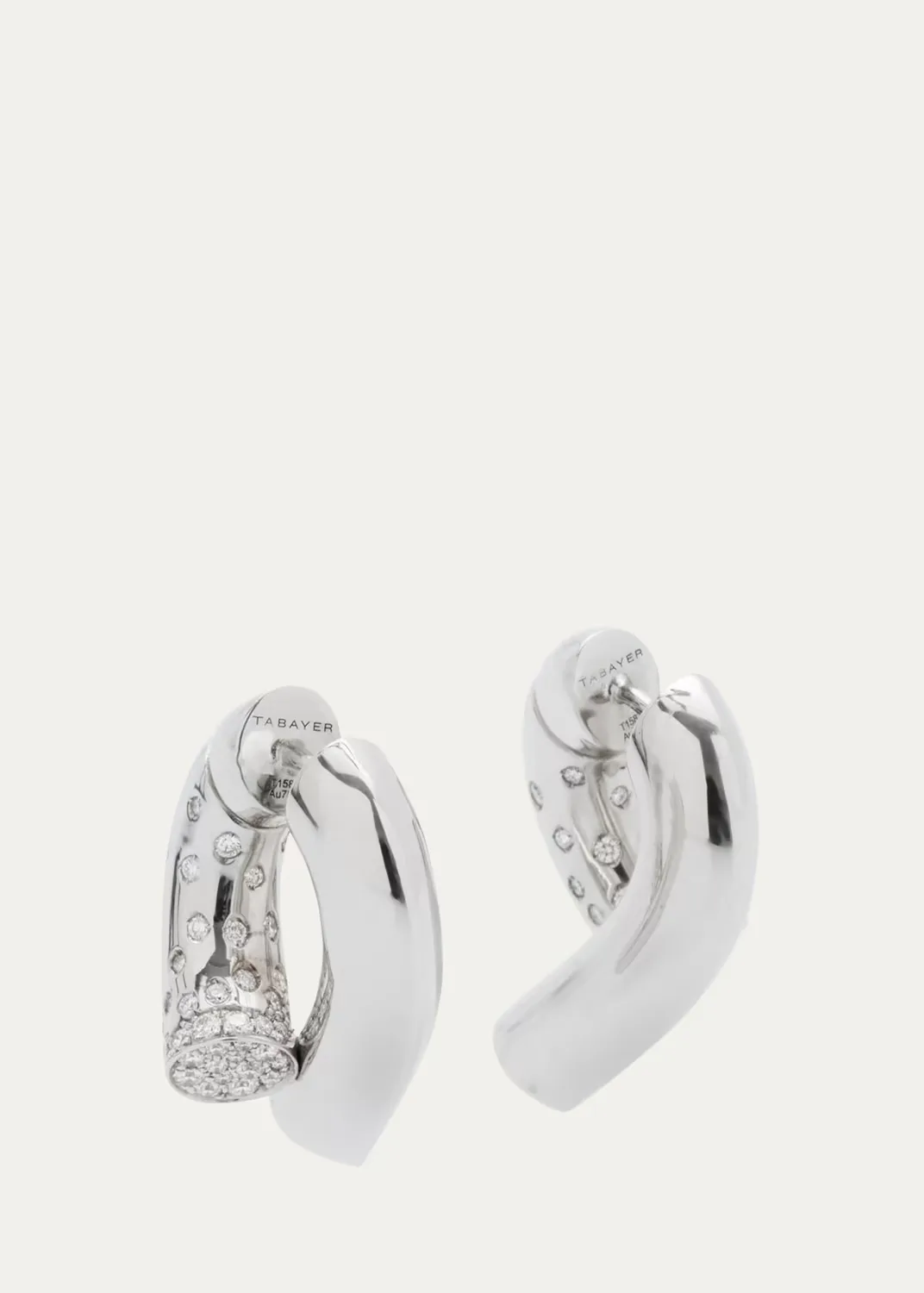 18k Fairmined White Gold Oera Hoop Earrings with Diamonds by Tabayer
