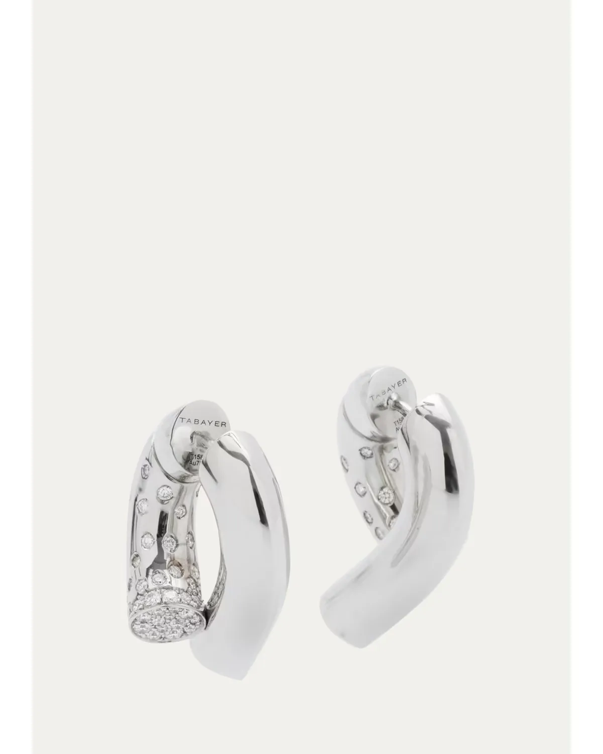 18k Fairmined White Gold Oera Hoop Earrings with Diamonds by Tabayer