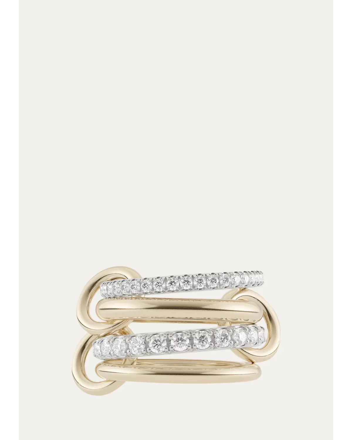 18K Mixed-Gold Halley 4-Link Ring with Pave Diamonds by Spinelli Kilcollin