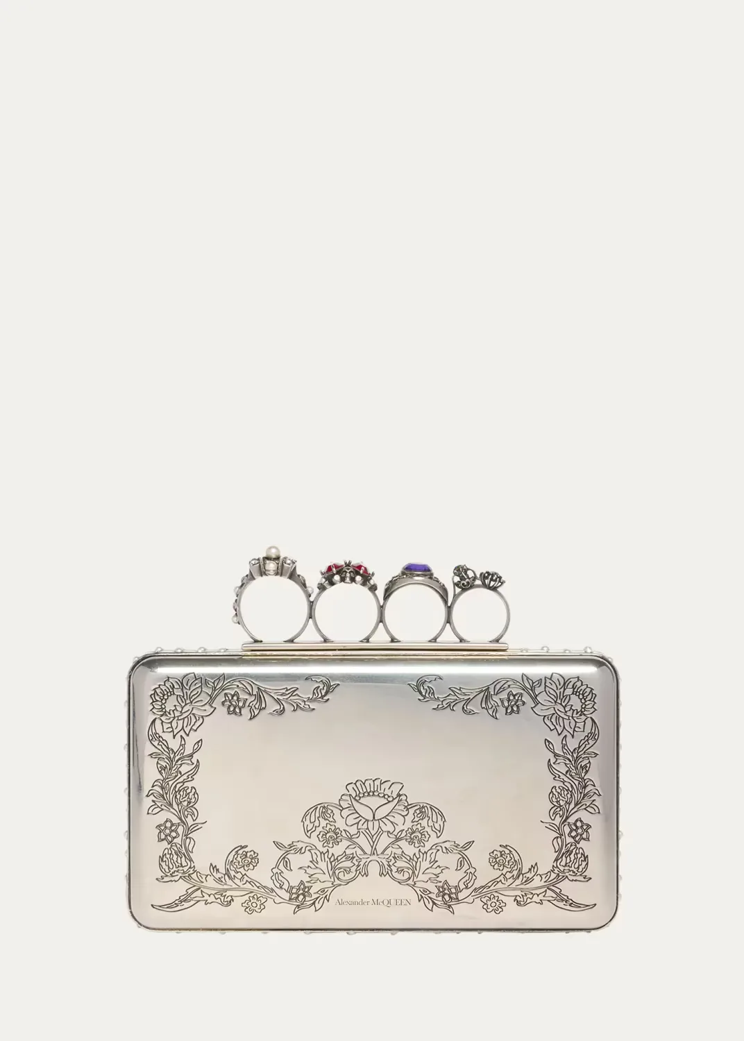 Vanitas Floral Etched Clutch Bag by McQueen