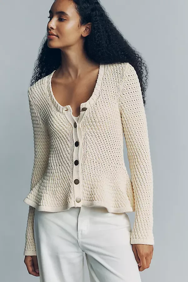 Elina Open Knit Peplum Cardigan