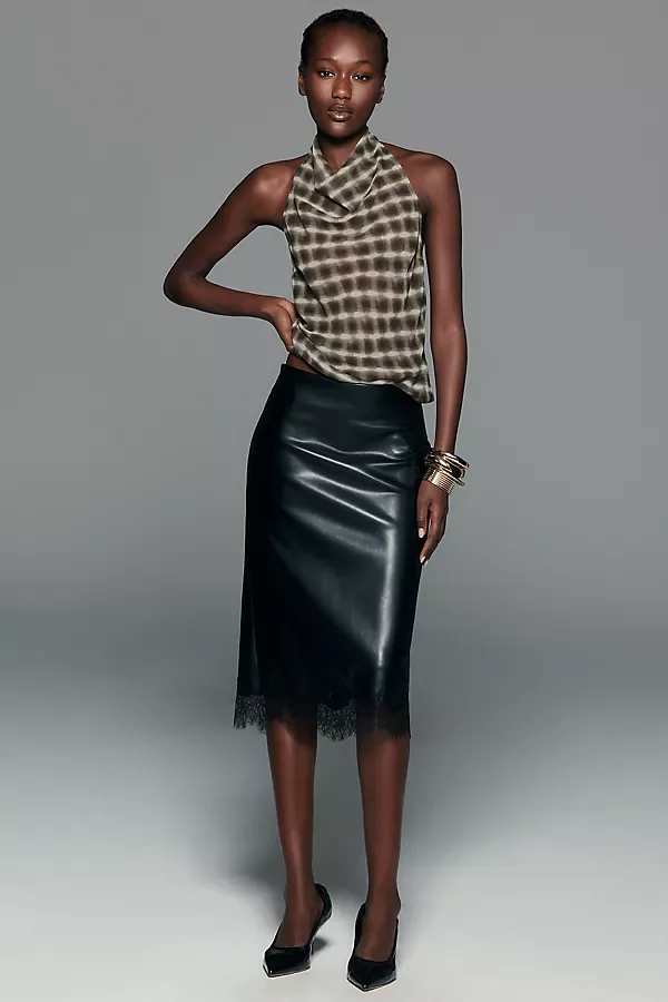 Sonja Faux Leather Midi Skirt by Lamarque