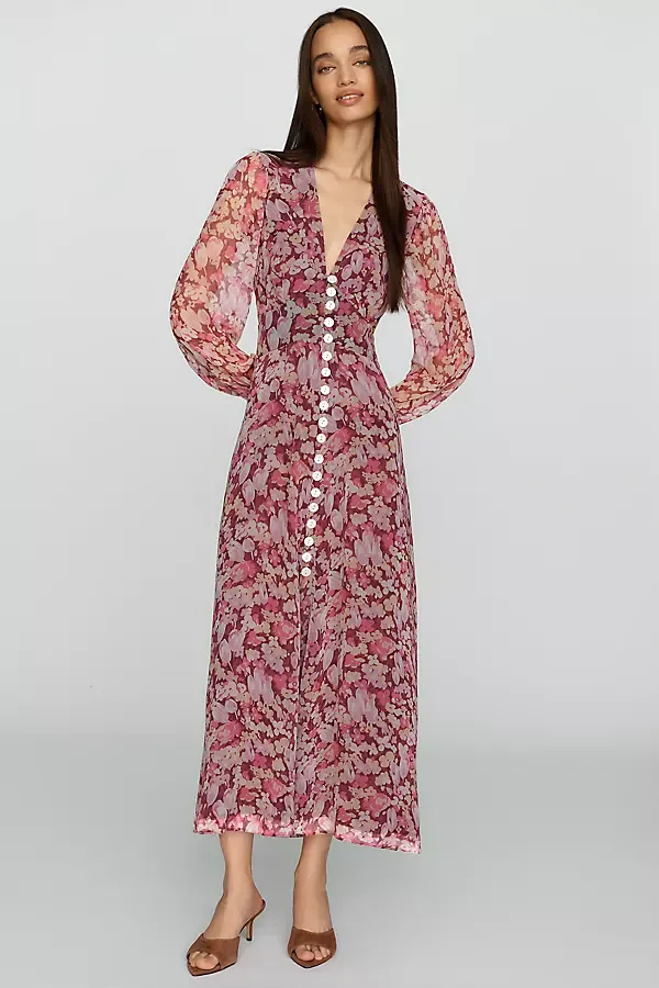 Avalyn Floral V-Neck Midi Dress by RIXO