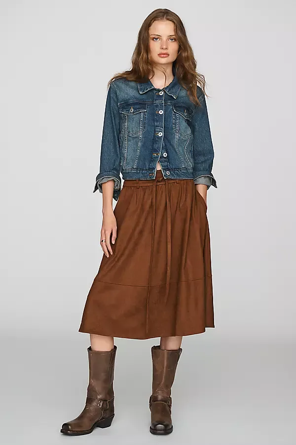 Wren Faux Suede Midi Skirt by Greylin
