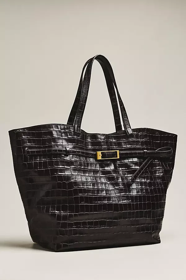 Elly Leather Embossed Large Tote Bag by ANINE BING