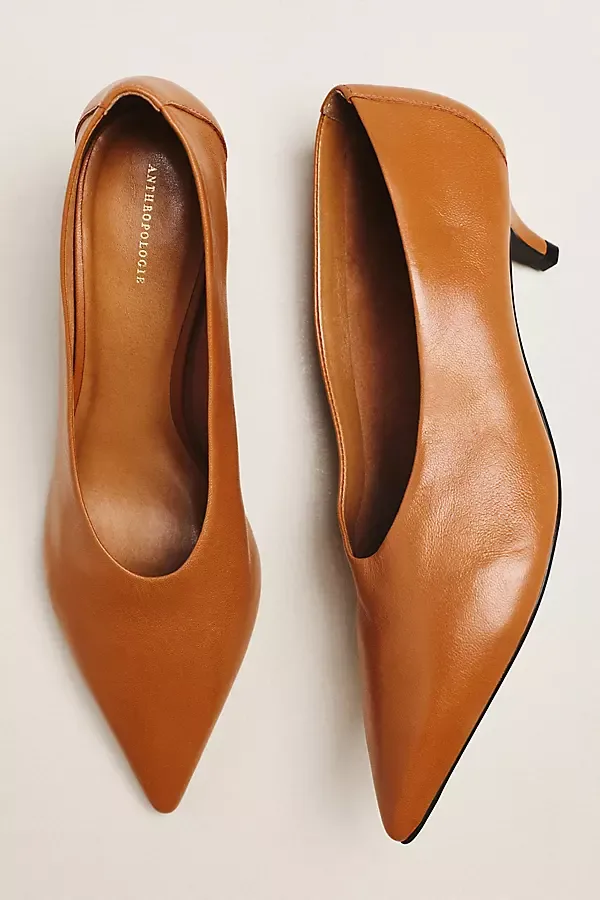 Pointed-Toe Kitten-Heel Pumps by Anthropologie