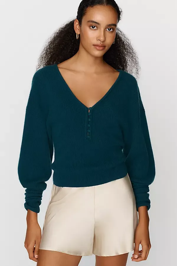 100% Cashmere Henley Sweater by Anthropologie