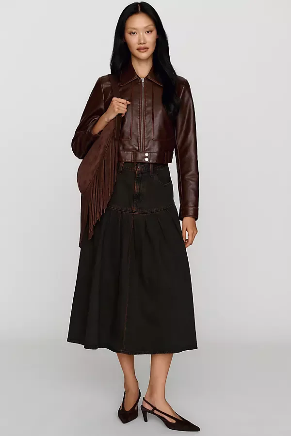 100% Cotton Pleated Midi Skirt by Levi's