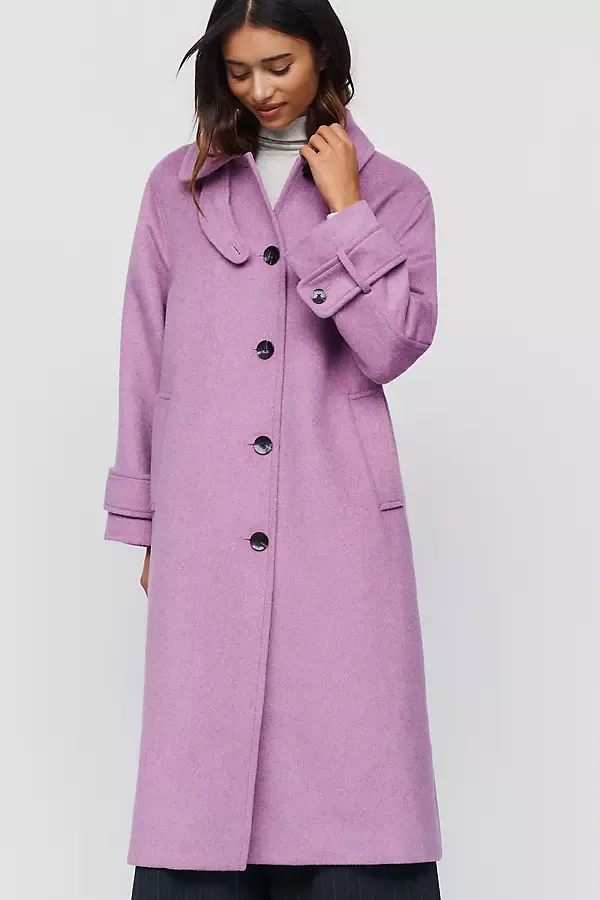 Wool Blend Balmacaan Coat Jacket by Maeve
