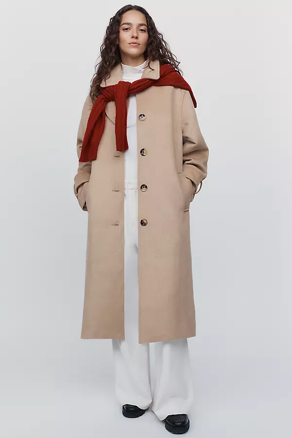 Wool Blend Balmacaan Coat Jacket