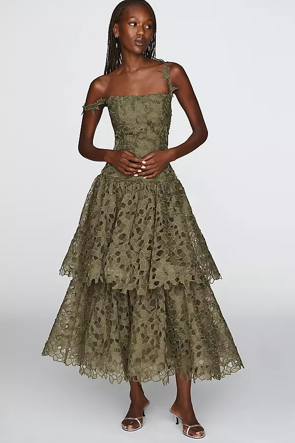 Lace Cutwork Midi Dress by M.A.C.